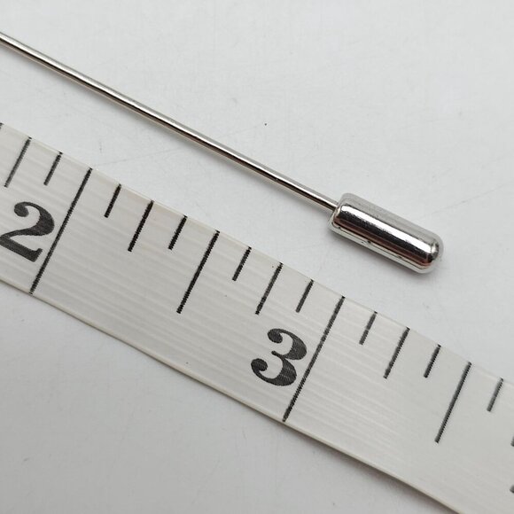 Vintage Silver Tone Clear Rhinestone Stick Pin Brooch With Art Deco Design - Picture 5 of 5